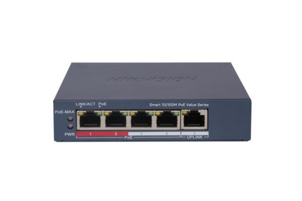 Switch Hikvision PoE+ de 4 puertos DS-3E1105P-EI/M